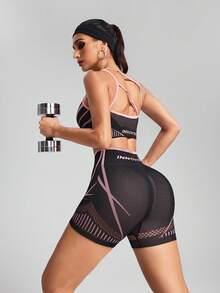 Innovista 无缝健身套装 运动 高支撑 速干 日常运动休闲 瑜伽 普拉提 HIIT 训练 骑行紧身裤 运动服 秋季结构化服装 文胸 提臀紧身短裤 舒适运动 深蹲防护 功能性网眼 透气 收腹 压缩 有氧运动 拳击 骑行 跑步 户外运动 健康 TT 病毒式 IG Reel Ready FYP INSTA OOTD - 粉色 - 查看 6