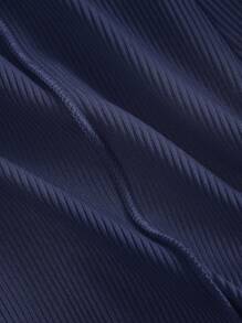 SHEIN MOD Women's Flared Leg Pants With Frill Trim, Stretchy - Navy Blue - View 4