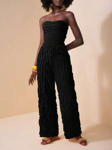 Slaydiva 大码夏季新款音乐节及婚礼季、复活节、西部风、游牧风、圣帕特里克节、生日派对、毕业典礼、学生装、日常休闲、度假、邮轮旅行、海滩、日光浴、爆款纹理无肩带女士连体裤抹胸连体裤女士夏季裤装女士度假套装 - 黑色 - 查看 7