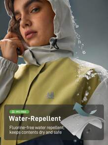 In My Nature Women's Color Block Hooded Outdoor Rain Jacket