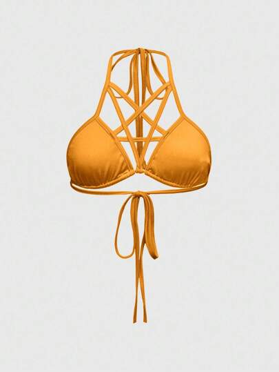 Goth Costume da bagno a triangolo con bretelline e nodo a forma di pentagramma, in stile vacanziero, per taglie grandi