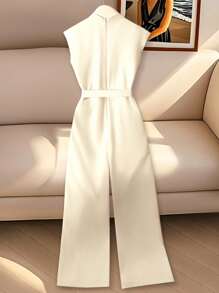 Franclia 法式优雅轻盈奢华白色连体裤，修身时尚，女士适用 - 白色 - 查看 2