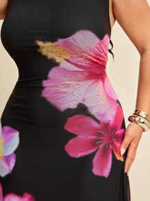 SHEIN BAE 大码女式春夏黑色网眼优雅中长款紧身 A 字针织连衣裙、毕业典礼服装、性感女式俱乐部服装、女式春季服装、夏季服装、节日晚会服装、女式生日服装、女式度假服装、音乐会、Y2k 服装、复活节服装、女士睡衣、女式派对服装、女式春季服装、夏季服装、女式度假服装 - 彩色 - 查看 7