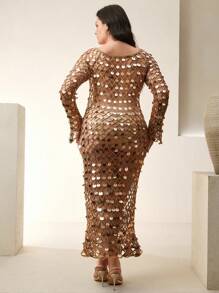 Anewsta 大码时尚性感亮片手工钩编沙滩罩衫