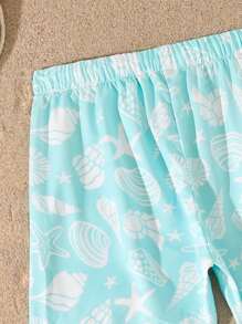 Young Boys 2025 New Swimwear Set - 3 Pcs: Swim Trunks, Swimsuit, Printed With Ocean Animals, Drawstring Waist, Woven Fabric, Casual & Cool, Perfect For Vacation, Summer Photo Shooting, Gift