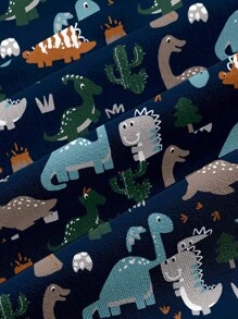 PopScrub Casual Minimalist Cartoon Dinosaur Print Scrub Top - Multicolor - View 3