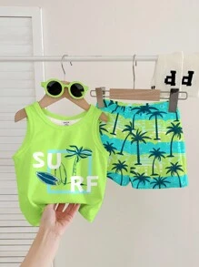 SHEIN Baby Boy Casual Soft&Comfortable Outfit,Suitable For Spring/Summer Beach Boys Swim Suit Set 3t Bathing Surf - Multicolor - View 3