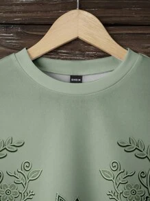 SHEIN LUNE Sudadera holgada de cuello redondo de manga larga con estampado de encaje falso, adecuada para otoño/invierno