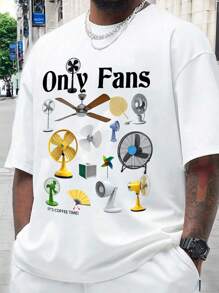 Manfinity Joysei Black Graphic Print Casual T-Shirt For Plus Size Men - White - View 4