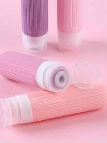 SHEIN 4 Pcs Travel Bottles For Toiletries, 3oz Leak Proof Travel Bottles, Silicone Squeezable Containers, Travel Accessories Refillable Bottles With Toiletry Bag Home Bathroom Decor Summer