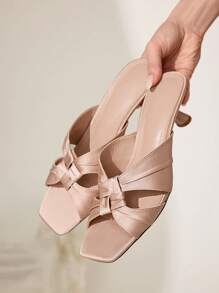 CUCCOO CHICEST 女士方头时尚日常高跟凉鞋 - 杏色 - 查看 8