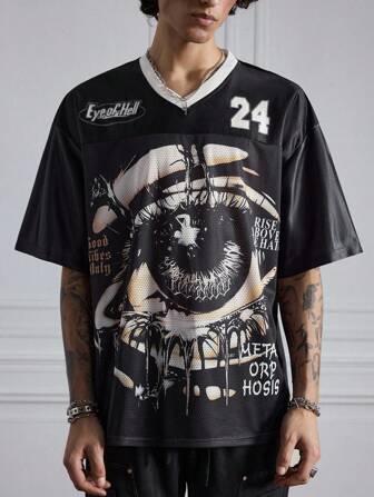 Street Life T-shirt à manches courtes d'été décontracté pour hommes avec imprimé œil