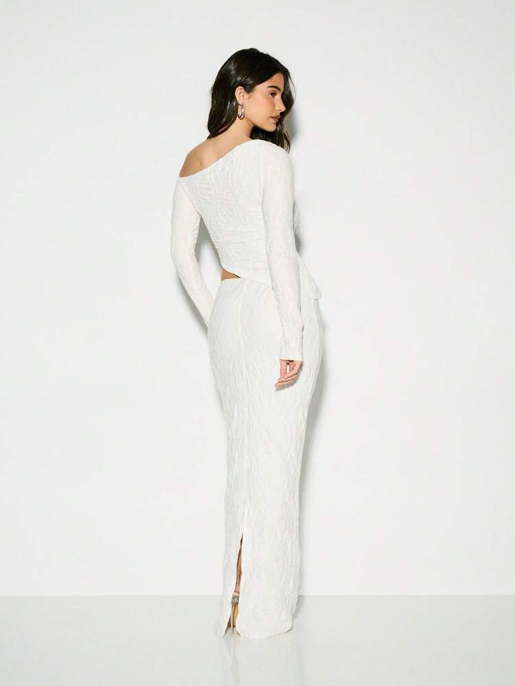 KIZN Elegante conjunto de dos piezas con cuello halter y estampado de canalé