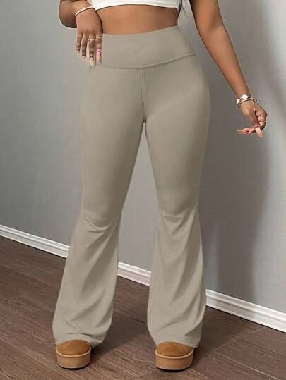 Slaydiva Women High Waist Elastic Yoga Pants, Slimming Fitness Tights Flared Leggings For Women Flare Leggings Bell Bottom Leggings Bootcut Yoga Pants Yoga Flare Leggings