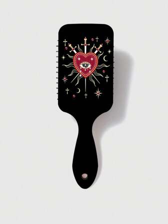Grunge Punk Cepillo de masaje para el cabelludo con estampado de ojo grande y cojín de aire