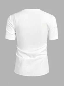 Manfinity VCAY Herren einfarbiges lässiges Kurzarmhemd für den Sommer, Herren Weißes Kurzarmhemd, Herren Weißes Hemd mit Knopfleiste, Herren Sommerhemd, Herren Weißes Strandhemd, Herren Weißes Hemd mit Stehkragen