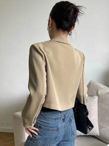 Livesso Women's Turn-Down Collar Short Solid Casual Blazer