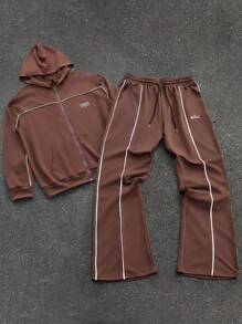 Manfinity Roghcode 男士连帽卫衣套装，青春街头风刺绣小字母