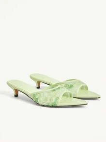 CUCCOO CHICEST Pre-Pointed Toe Stiletto High Heel Sandals For Women, Versatile - Green - View 8