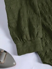 Modelyn Women Casual/Work Plain Textural Blouse - Green - View 5