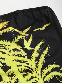 SHEIN Unity Women's Yellow Palm Tree Print Bandeau Top - Black - View 4