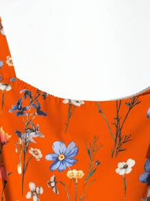 Linhara Plus Size Casual/Holiday Loose Adjustable Button Floral Digital Print Jumpsuit, Suitable For Dining, Picnic, Gatherings