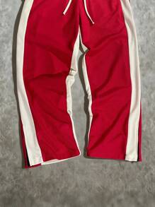 Manfinity EMRG بنطلون رجالي رياضي كاجوال فضفاض بربطة خصر و ساقين واسعتين بخصر قابل للسحب وخطوط جانبية متباينة