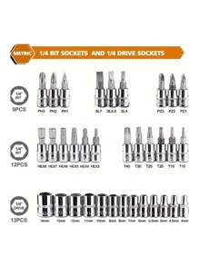 46 件专业汽车维修工具套件：便携式、耐用且易于使用的棘轮扳手套装 - 适用于汽车、船舶、摩托车维修、家庭和工业维修 - 包括手提箱 - 彩色 - 查看 11