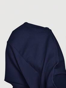 SHEIN MOD Women's Flared Leg Pants With Frill Trim, Stretchy - Navy Blue - View 5