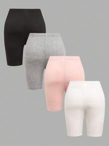 SHEIN Girlism 青少年女孩多件装休闲短款紧身裤/自行车短裤，多种颜色可选 - 彩色 - 查看 8