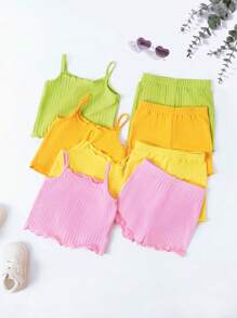 Set Bayi Perempuan Lettuce Trim Rib-Knit Plain - MultiWarna - View 8