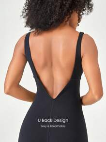 GLOWMODE 24" FeatherFit™ Sweetheart Open U-Back Jumpsuit Bodysuit Low Impact Yoga Daily