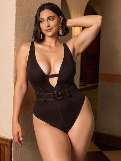 Anewsta 大码休闲时尚系带交叉后背无袖连体衣