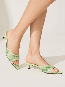 CUCCOO CHICEST Pre-Pointed Toe Stiletto High Heel Sandals For Women, Versatile - Green - View 5