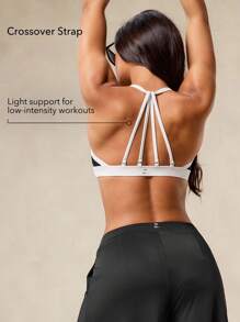 OutZeal Sujetador deportivo sin espalda con tiras cruzadas, almohadillas extraíbles y tela suave y transpirable para mujer, para uso urbano y casual - Negro - Ver 4