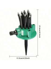 360 度自动多头花园洒水器，塑料草坪和花园浇水系统，无需电源，包含多个组件，园艺灌溉工具 - 彩色 - 查看 3