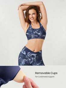 GLOWMODE FeatherFit™ Crossover Strap Sports Bra Gym - Blue - View 2