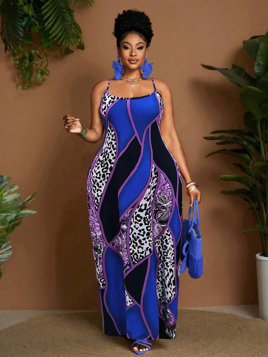 Maweii 大码女式夏季无袖连衣裙 - 藍色 - 查看 1