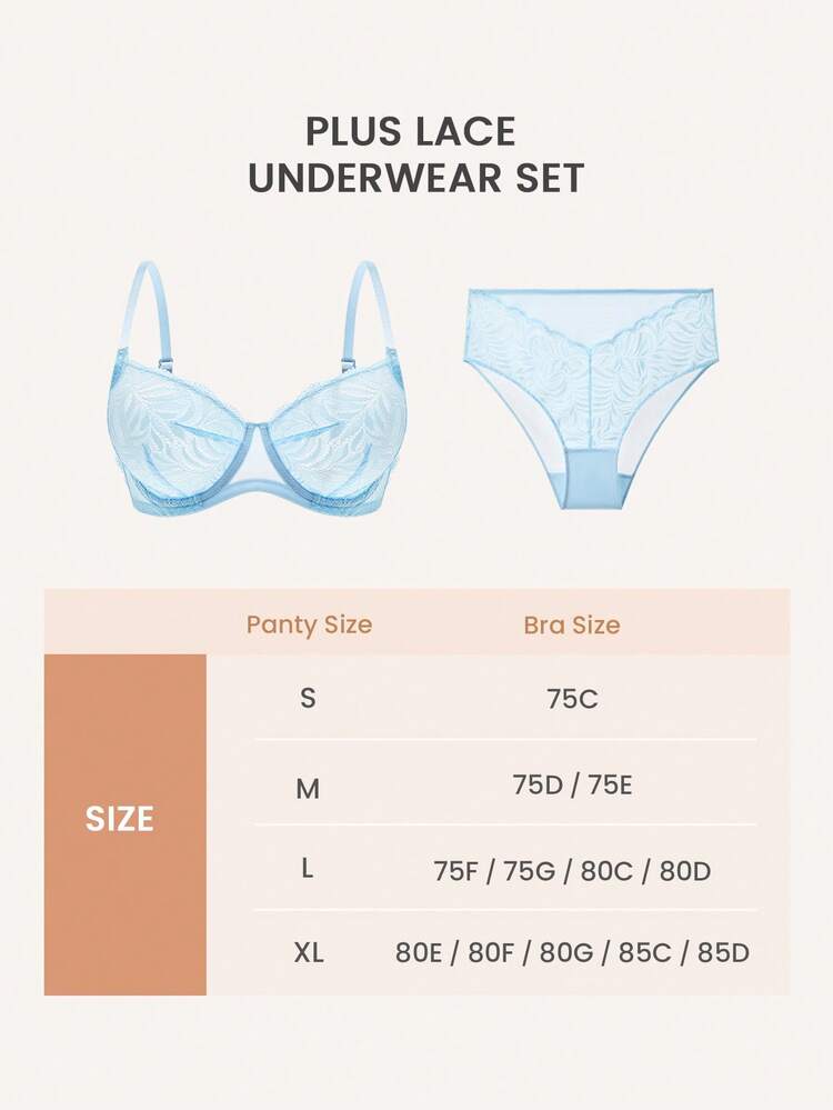 Femmes 2 pièces Ensemble de lingerie sexy bleu Couverture complète Soutien-gorge sans rembourrage en dentelle Élégance et Soutien-gorge minimaliste en maille Ensemble de soutien-gorge en dentelle et de culotte assorti