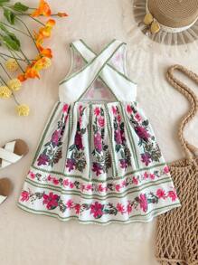 Travachic KIDS 年轻女孩可爱花卉图案无袖休闲夏装 - 彩色 - 查看 8