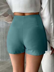 SHEIN Cottnline 女士休闲百搭纯色裹身裙 - 0.霧綠 - 查看 2