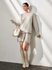 CLARA VERO 女士毛衣搭配裙子和毛衣 - 米色 - 查看 6