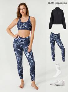 GLOWMODE FeatherFit™ Crossover Strap Sports Bra Gym - Blue - View 6