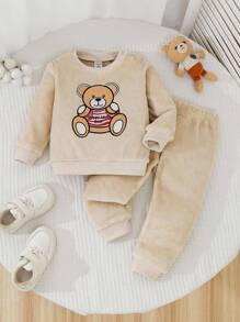 Süßer Rundhals Baby Jungen Plüsch Anzug