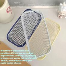 1/2 piezas de cesta de almacenamiento de hierro con estilo Ins de color crema, organizador de escritorio simple para maquillaje, almacenamiento de suministros de oficina, de regreso a la escuela, artículos de boda, decoraciones florales, cosas de casa, mesa, decoraciones para el hogar, organización y almacenamiento del hogar, decoración de habitación, decoración de dormitorio