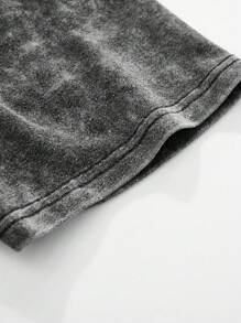 Manfinity EMRG 男士字母印花圆领破洞短袖 T 恤，夏季破洞 T 恤芝加哥图案 T 恤，2000 年代风格 - 黑色 - 查看 6