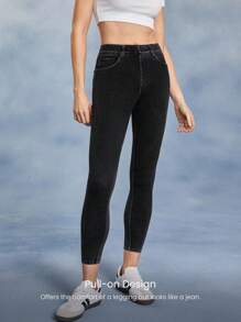 GLOWMODE Jeanious Super-Stretch Classic Denim Skinny Jeggings Yoga Daily With Five Pockets Yoga Daily