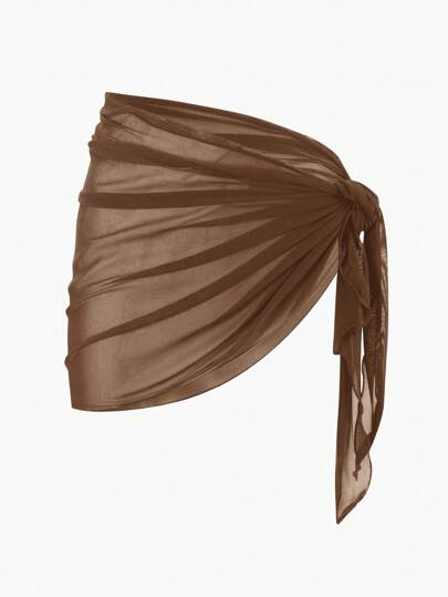 Swim Basics 纯色网眼罩裙，度假海滩