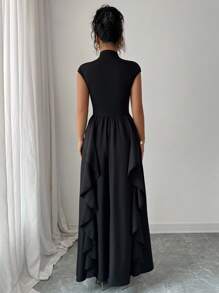 SHEIN Vestido de verano de mujer con dobladillo de volantes de unicolor elegante