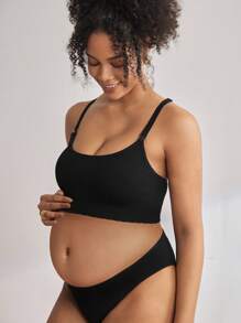 BloomMama Maternity Nursing Pumping Lace Bra For Breastfeeding Push Up Pregnancy Bralette Underwear - Black - View 4